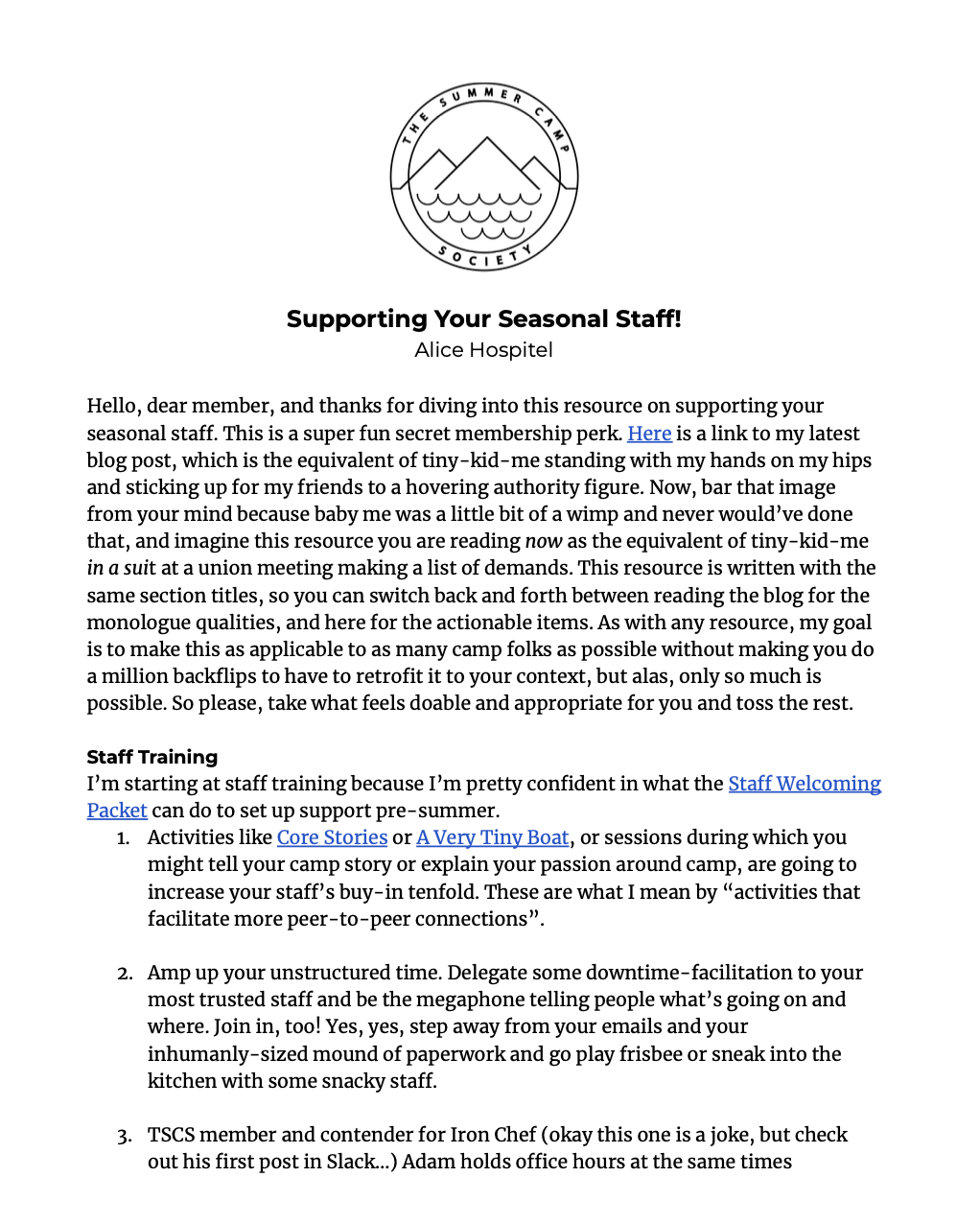Supporting Your Seasonal Staff