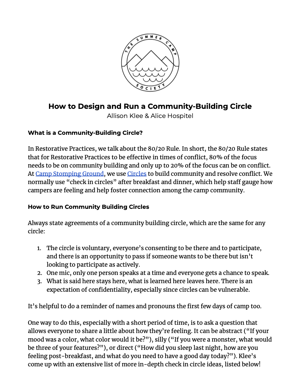 How to Design and Run a Community-Building Circle