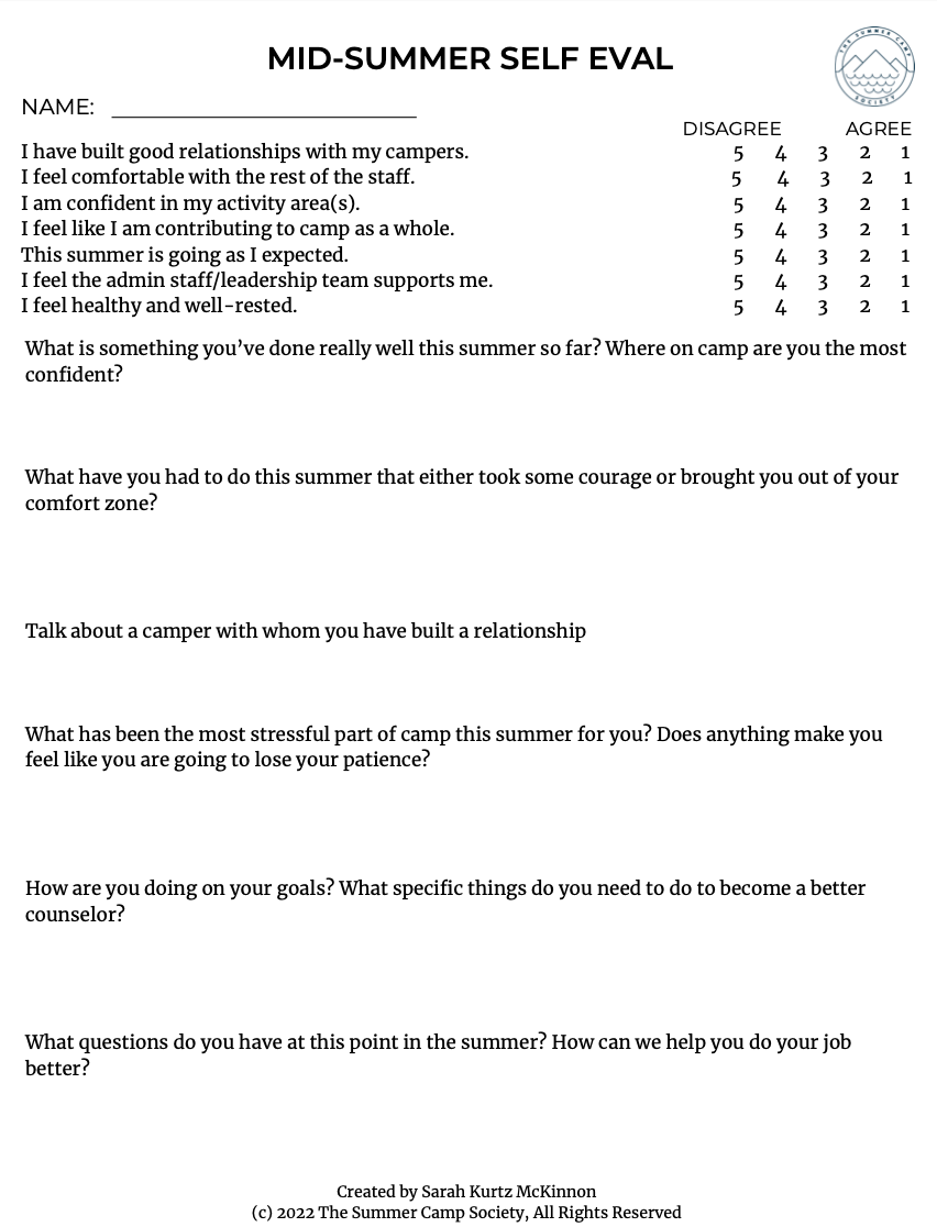 Mid-Summer Self Evaluation