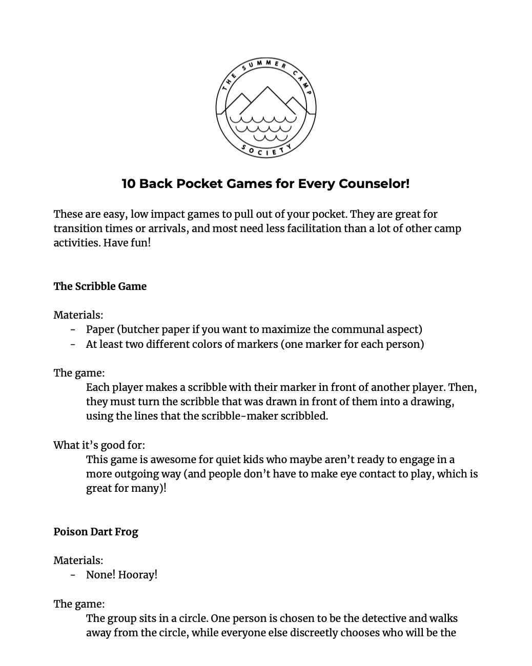 10 Back Pocket Games for Every Counselor!