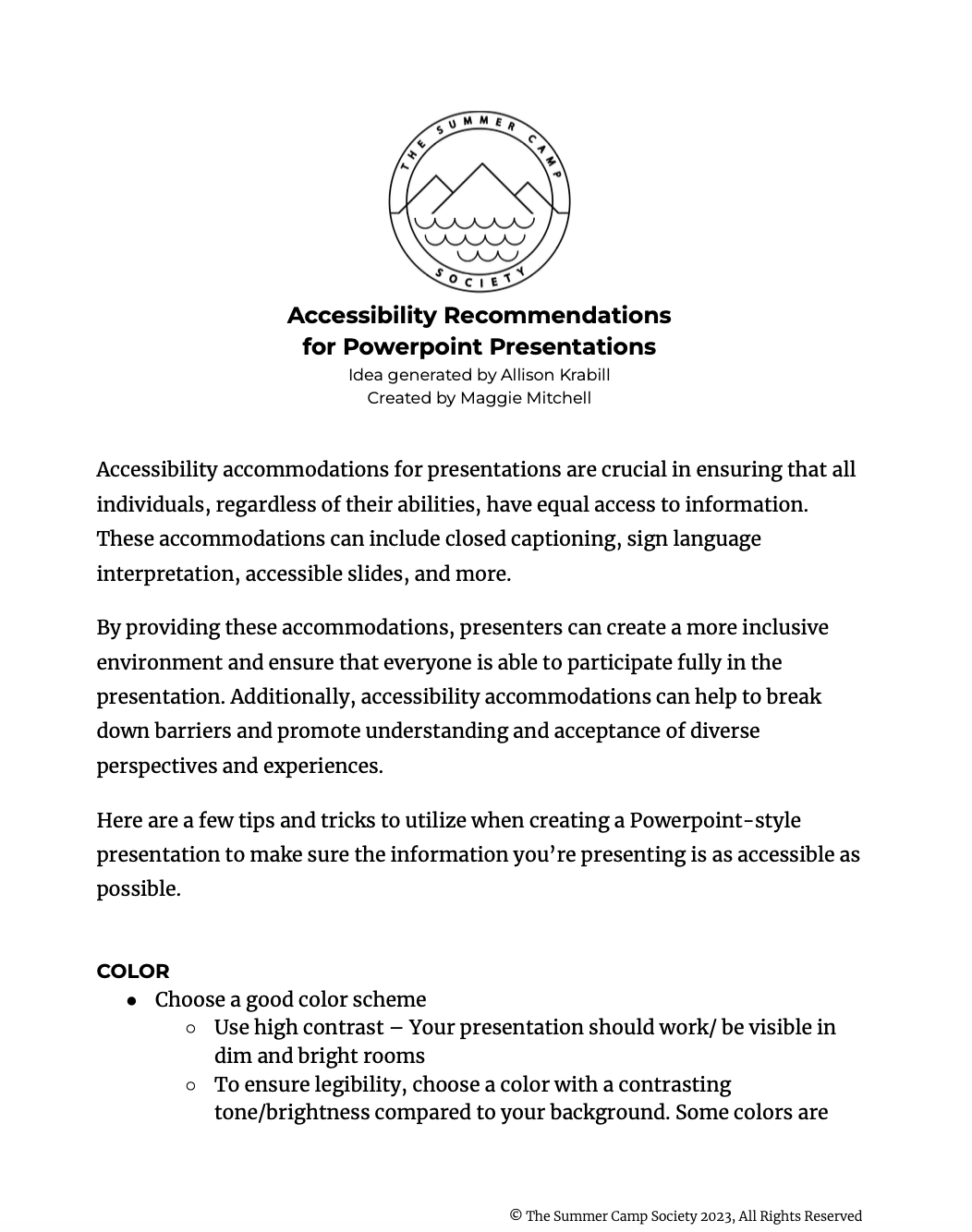 Accessibility Recommendations for Powerpoint Presentations