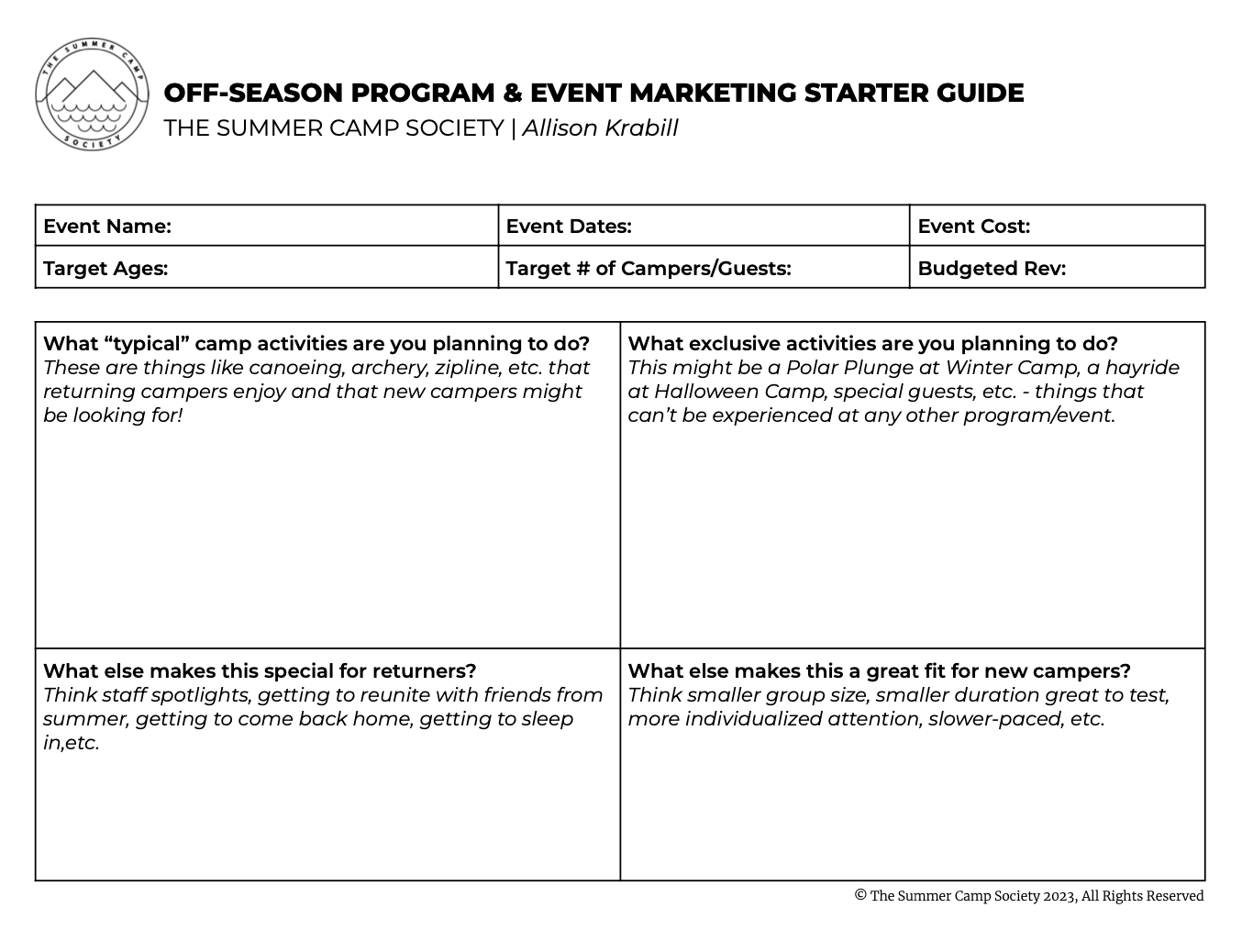 Off-Season Program & Event Marketing Starter Guide