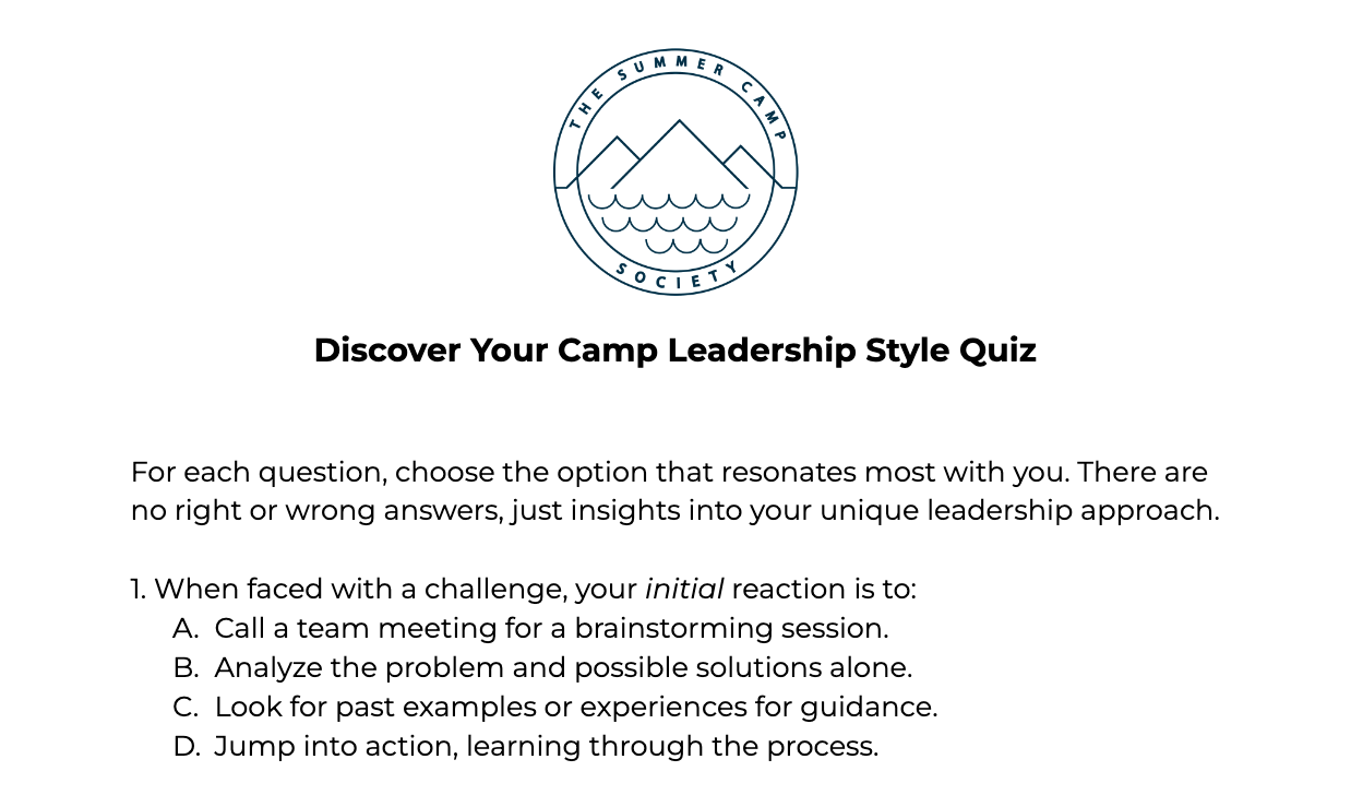 Camp Leadership Style Quiz